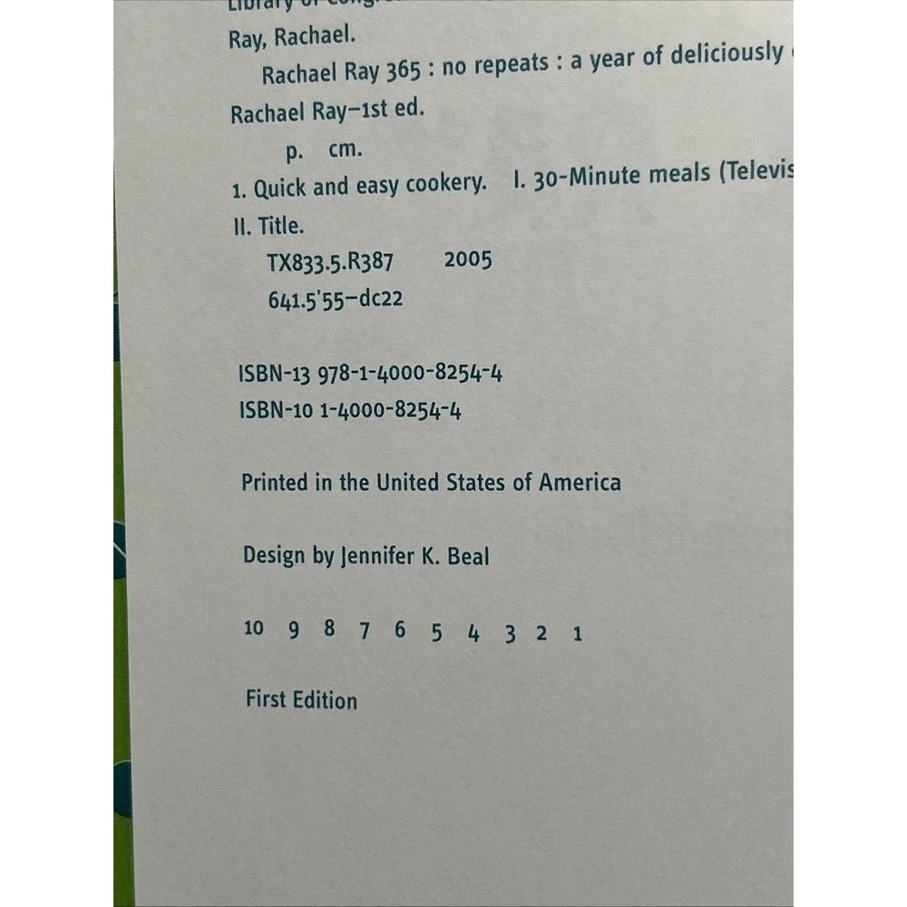 Vintage‎ 2005 Rachael Ray 365: No Repeats Cooking Cookbook Recipes